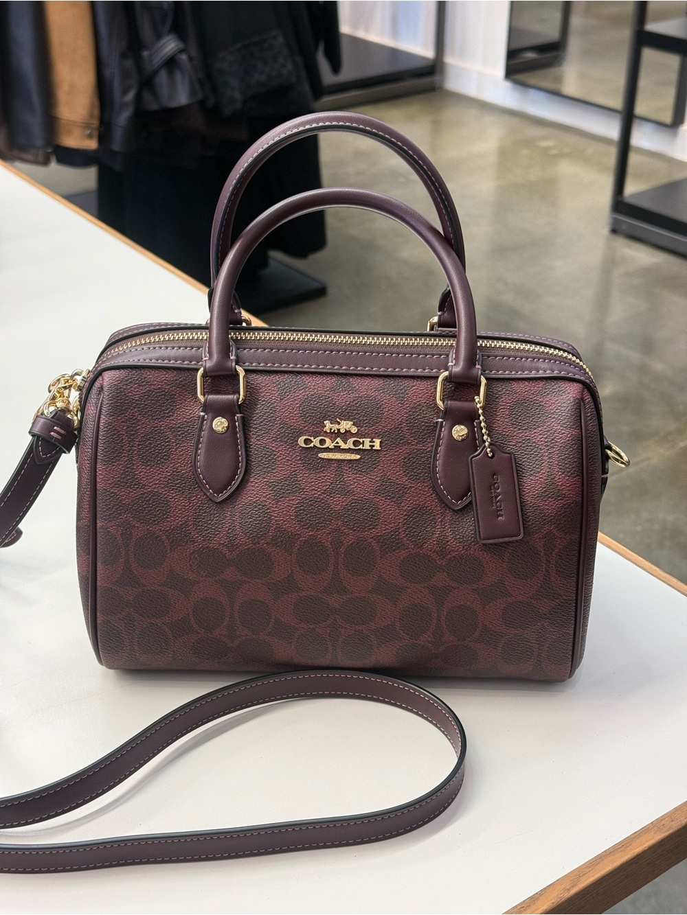 Coach CV961 Rowan Satchel Bag In Signature Canvas CURRANT NWT